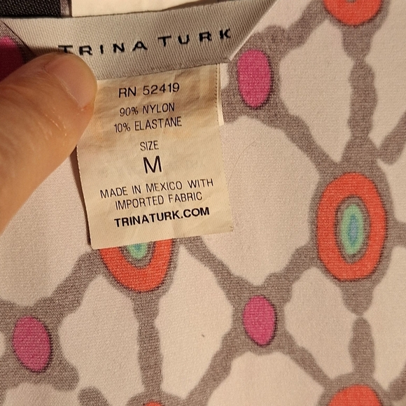 Trina Turk Colorful Oversized Boho Tunic Blouse Ladies Medium Art Teacher READ - Picture 4 of 4